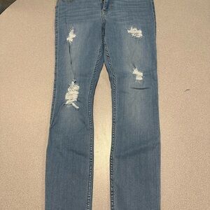 Hollister Women's Distressed Skinny Jeans - Blue